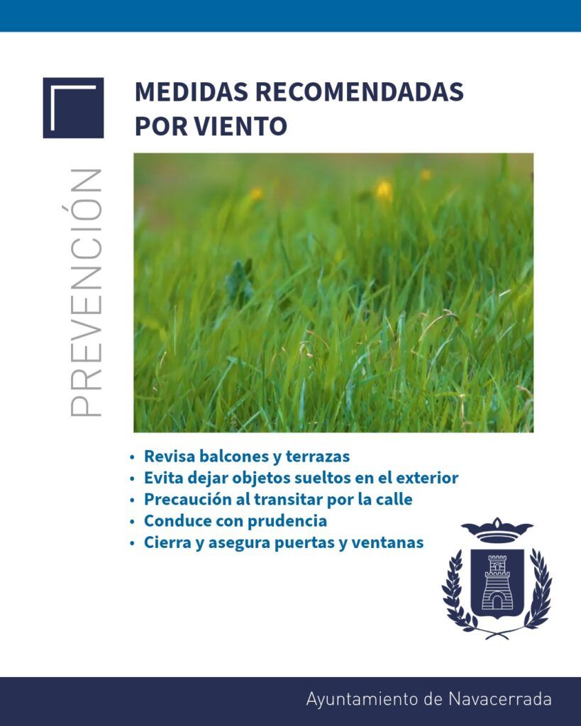 Recomendaciones preventivas ante previsión de rachas de viento