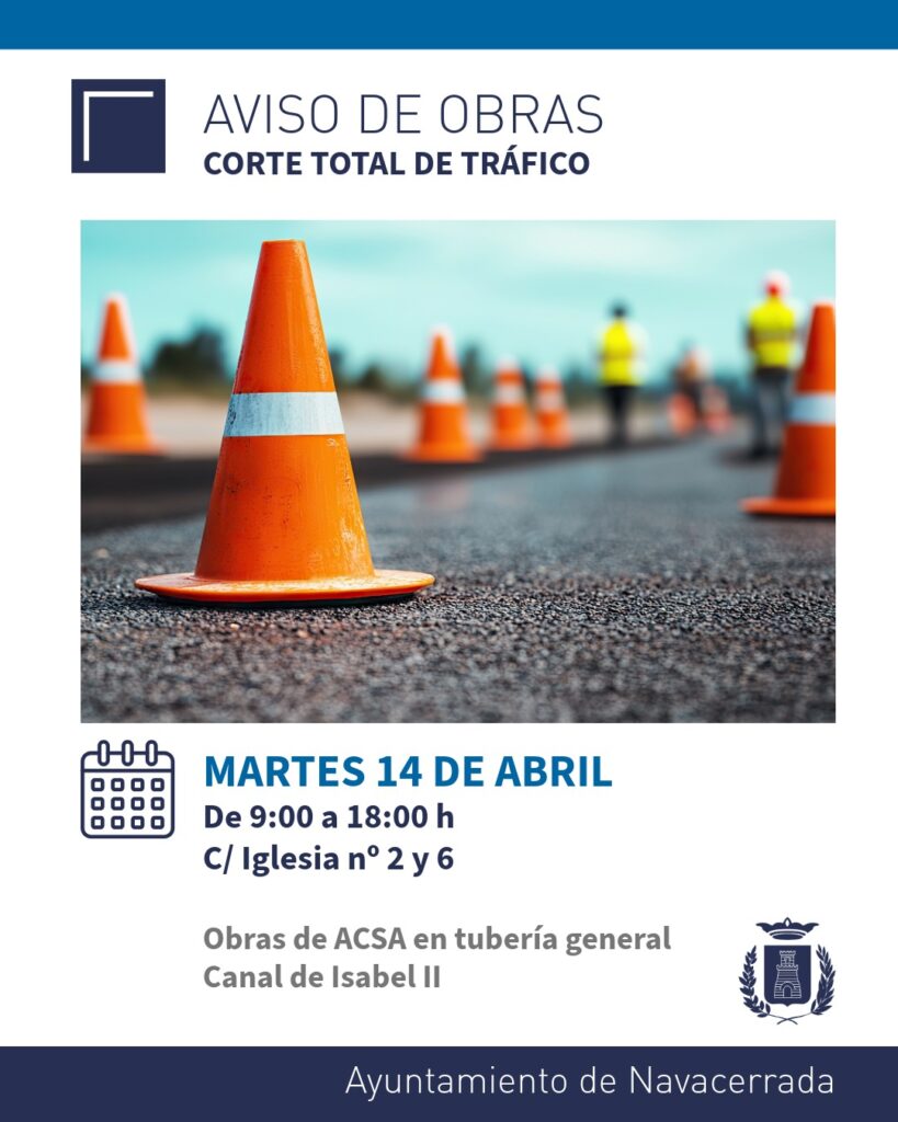 AVISO DE OBRAS CORTE TOTAL DE TRÁFICO