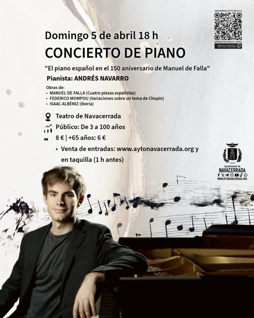 El piano español rinde homenaje a Manuel de Falla en Navacerrada con el pianista Andrés Navarro