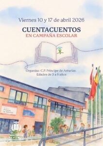 Cuentacuentos en campaña escolar: dos sesiones para los más pequeños en abril El Ayuntamiento de Navacerrada y el C.P. Príncipe de Asturias unen fuerzas para traer la magia de los cuentos a los más pequeños del municipio. Los viernes 10 y 17 de abril se celebrarán dos sesiones de cuentacuentos en campaña escolar, dirigidas a niños y niñas de 3 a 6 años. Una propuesta pensada para despertar la imaginación, fomentar el hábito lector desde edades tempranas y disfrutar juntos del poder de las historias. Información práctica 📅 Fechas: Viernes 10 y 17 de abril de 2026