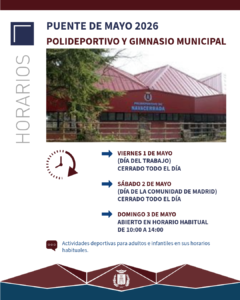 Horarios del Polideportivo y Gimnasio Municipal durante el Puente de Mayo 2026