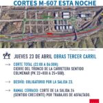 Cortes totales y cierres de ramal en la M-607